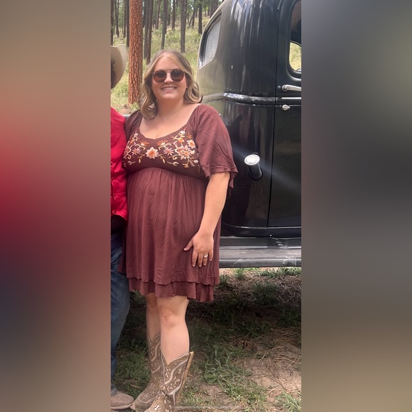 Shyanne Women's Embroidered Mesh Crinkle Mini Dress - Picture 3 of 11